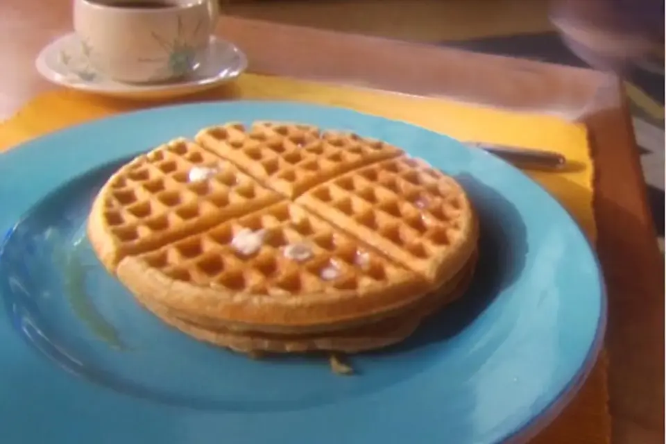 A waffle on a plate